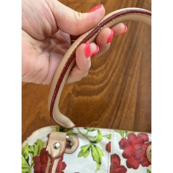 TIGNANELLO Bed of Roses Soft Leather Handbag Shoulder Bag Red Roses White Purse - Picture 11 of 13